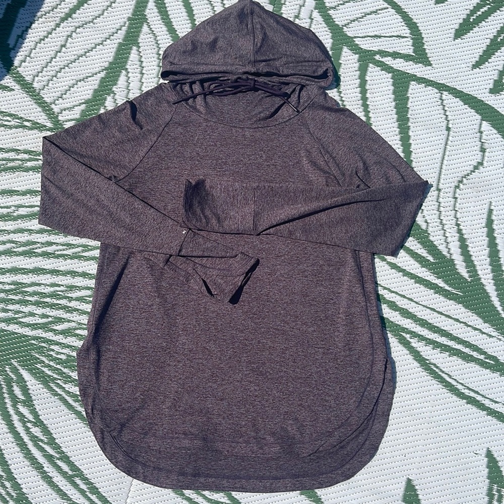 Athleta hooded uptempo long sleeve top MEDIUM plum purple